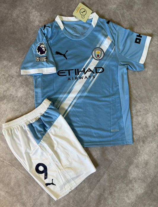 Manchester City Home 2025 Haaland 9 kids set
