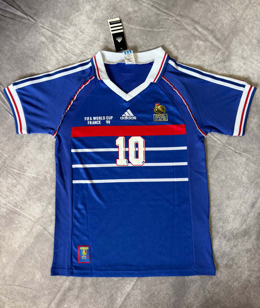 France Home Soccer Jersey Retro 1998 Zidane 10