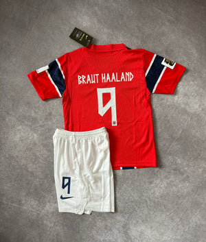 Norway Home Soccer Jersey Set Kids Haaland 9