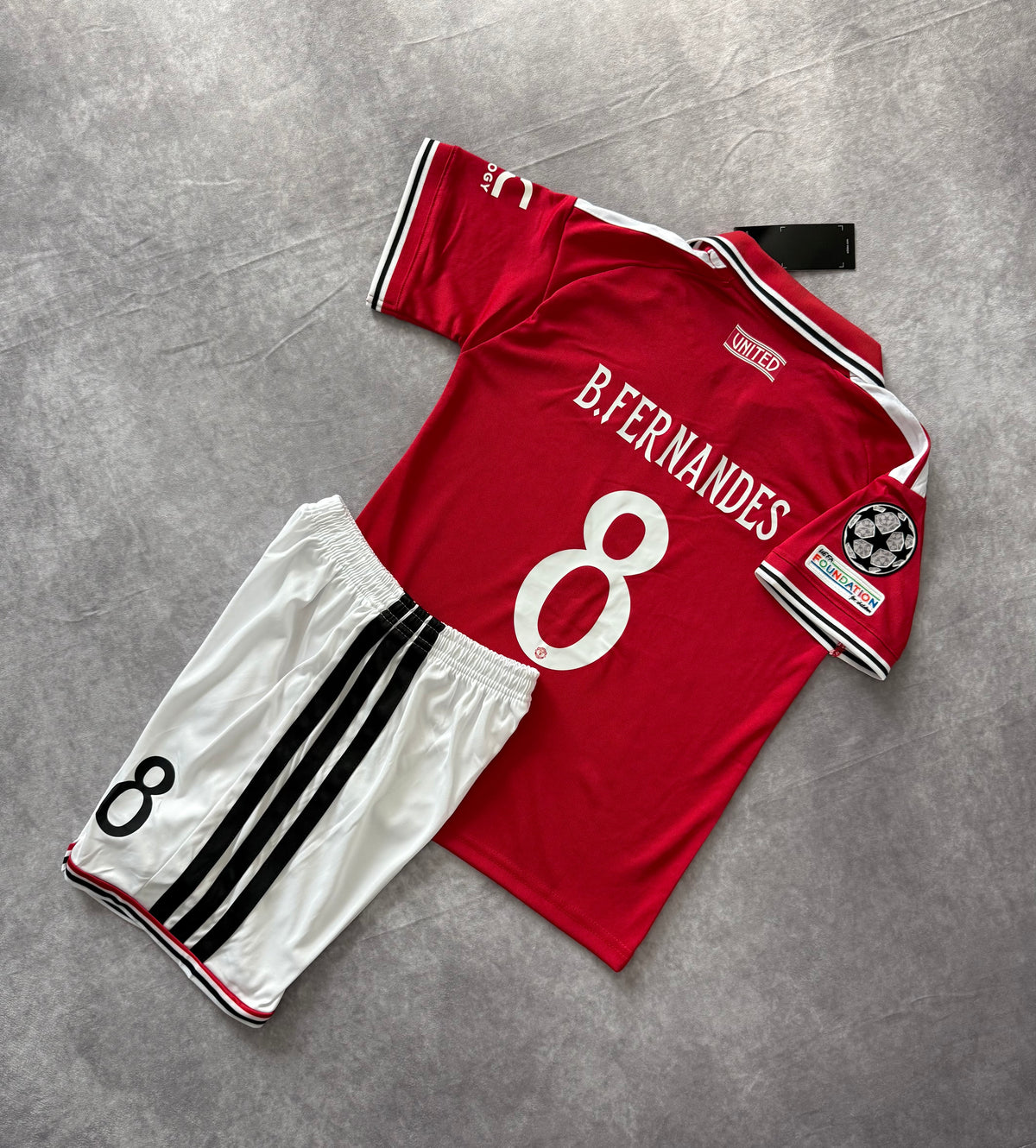 Manchester United Home Soccer Jersey Set Kids Bruno Fernandez 8