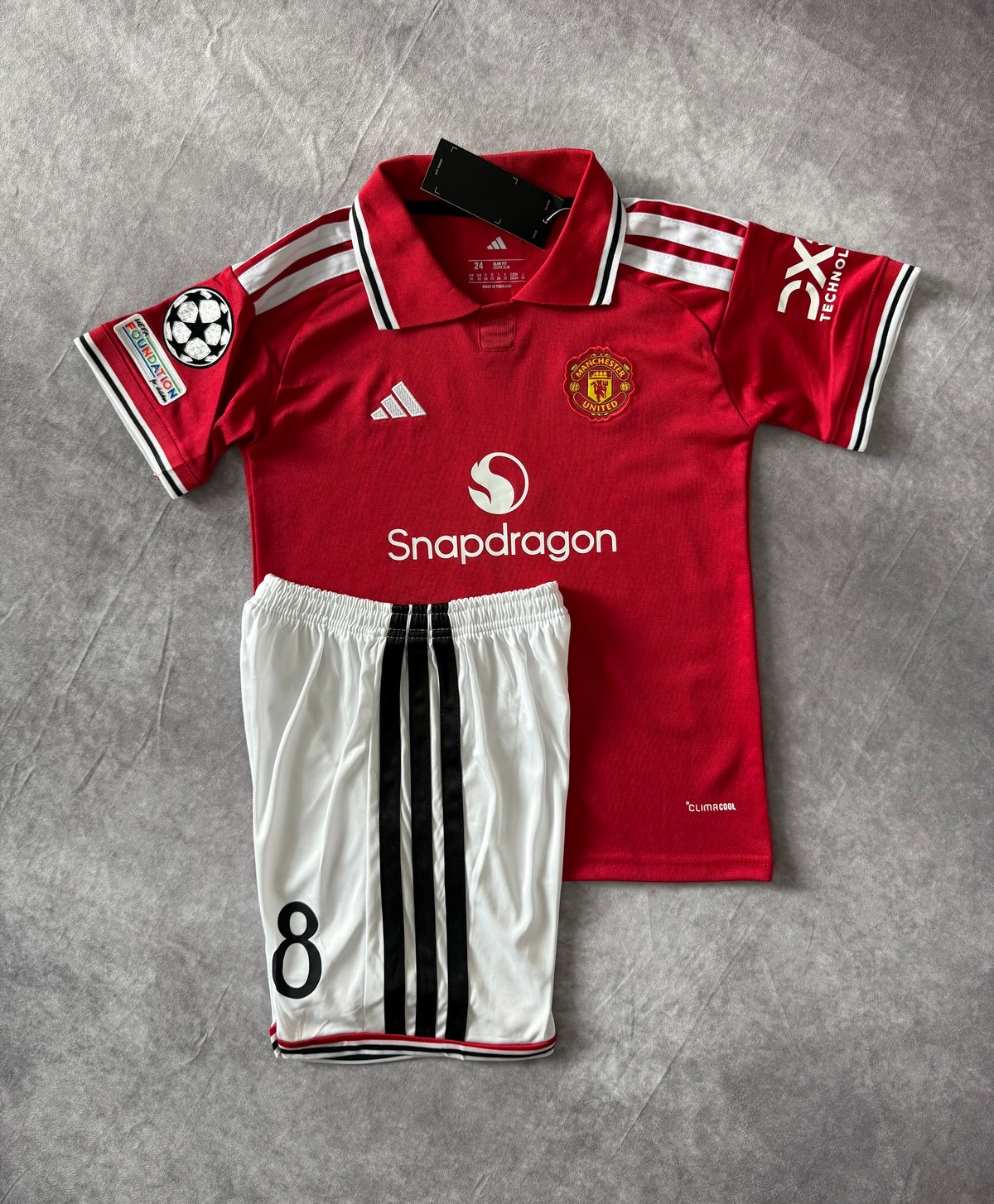 Manchester United Home Soccer Jersey Set Kids Bruno Fernandez 8
