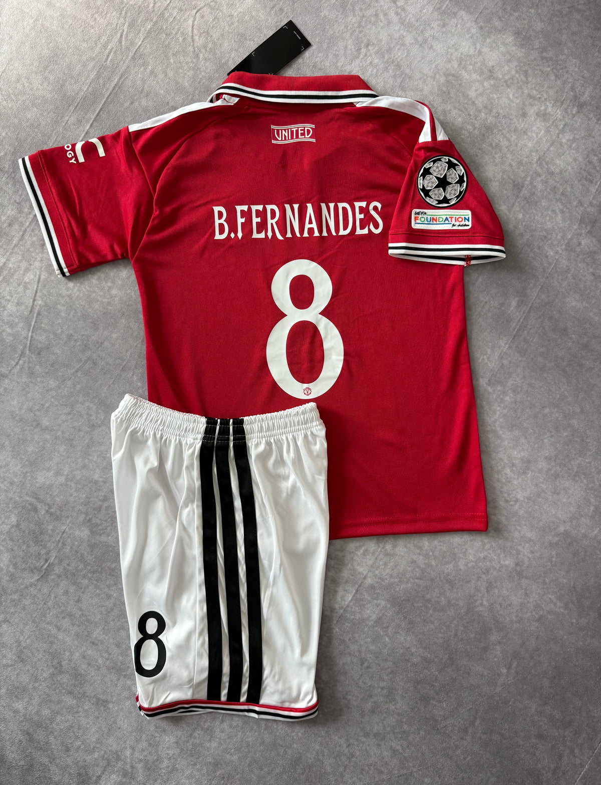 Manchester United Home Soccer Jersey Set Kids Bruno Fernandez 8