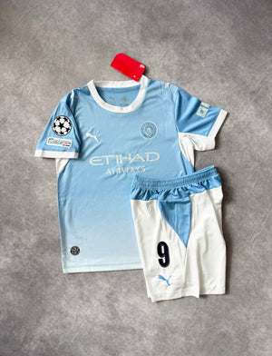 Manchester City Home Soccer Jersey Kids Set Haaland 9